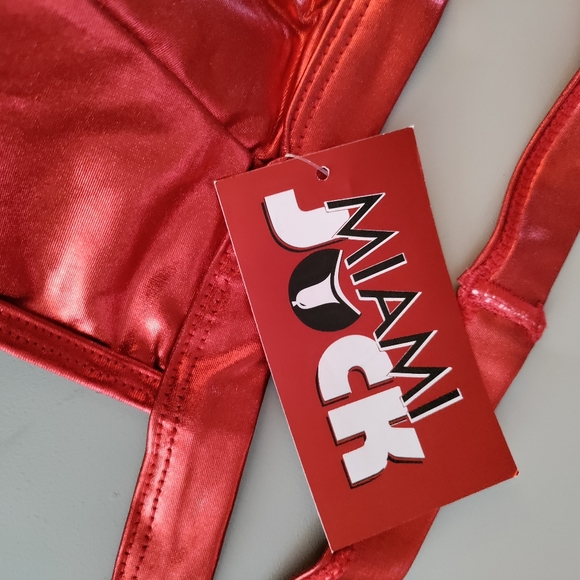 Miami Jock Small jockstrap cage straptrunk fetish shiny erotic red metallic NWT - Picture 10 of 15